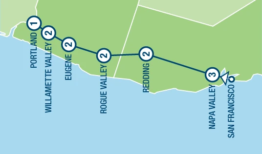 Pacific Northwest Wine Trail USA Tour route map